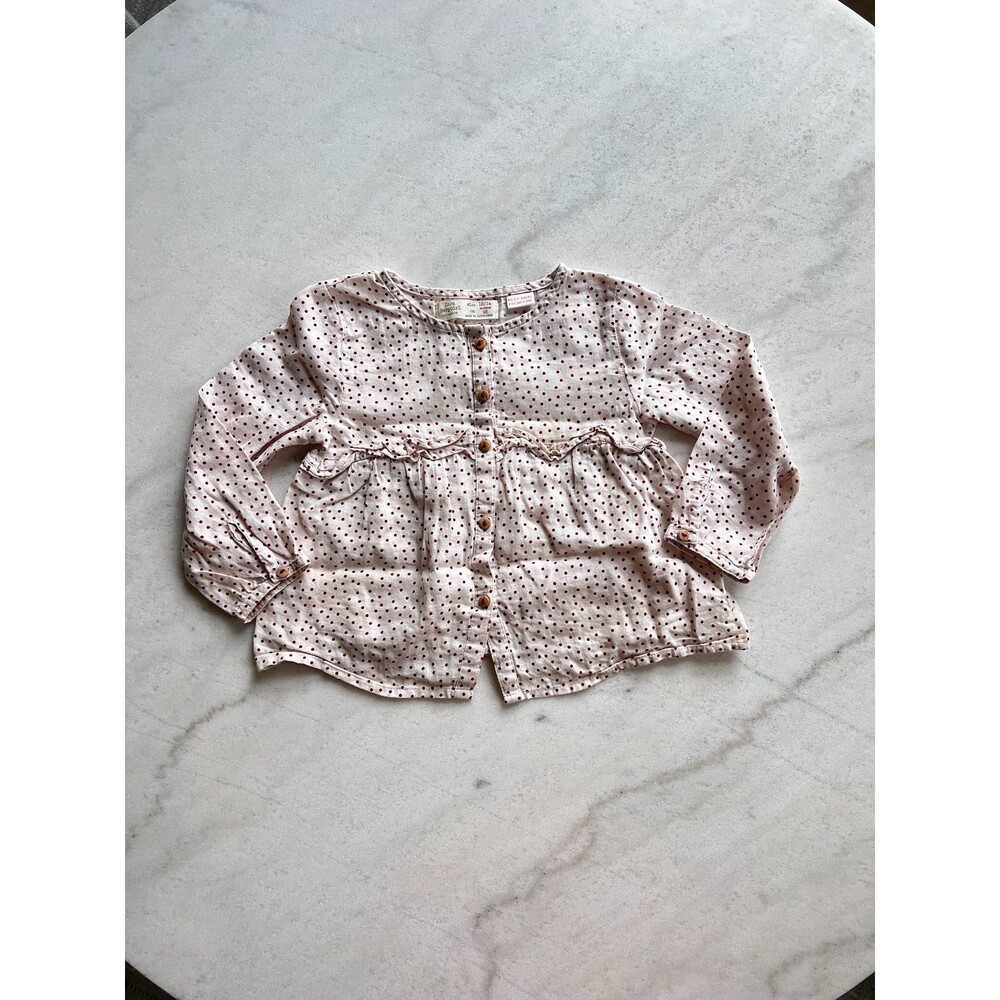 Zara BabyGirl Polka Dot Button-Up Blouse 18-24 Months